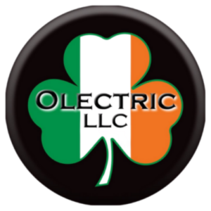 A green and white shamrock with the words electric llc in it.